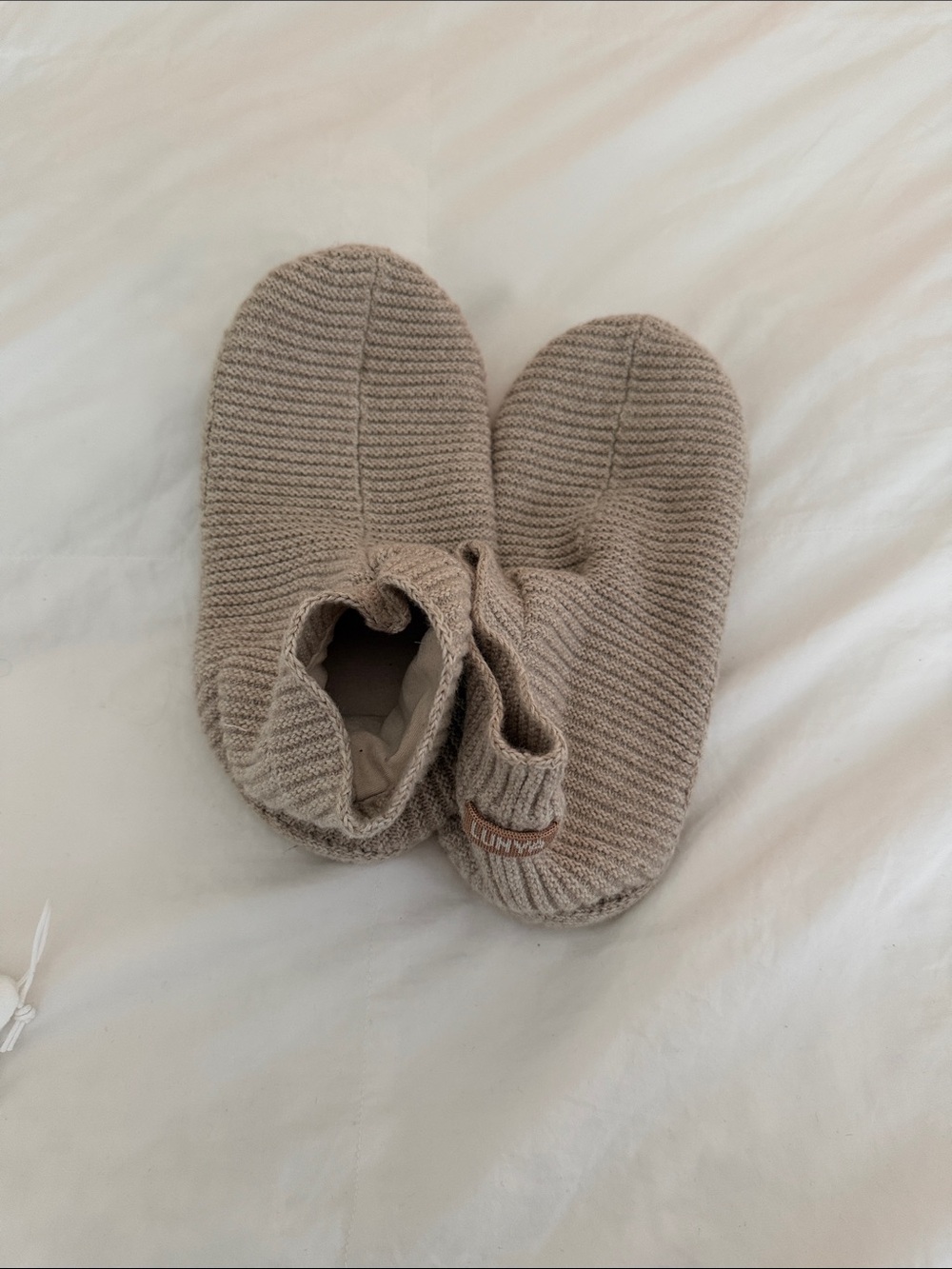 lunya Kids Knit Slip-On Slippers in Taupe
